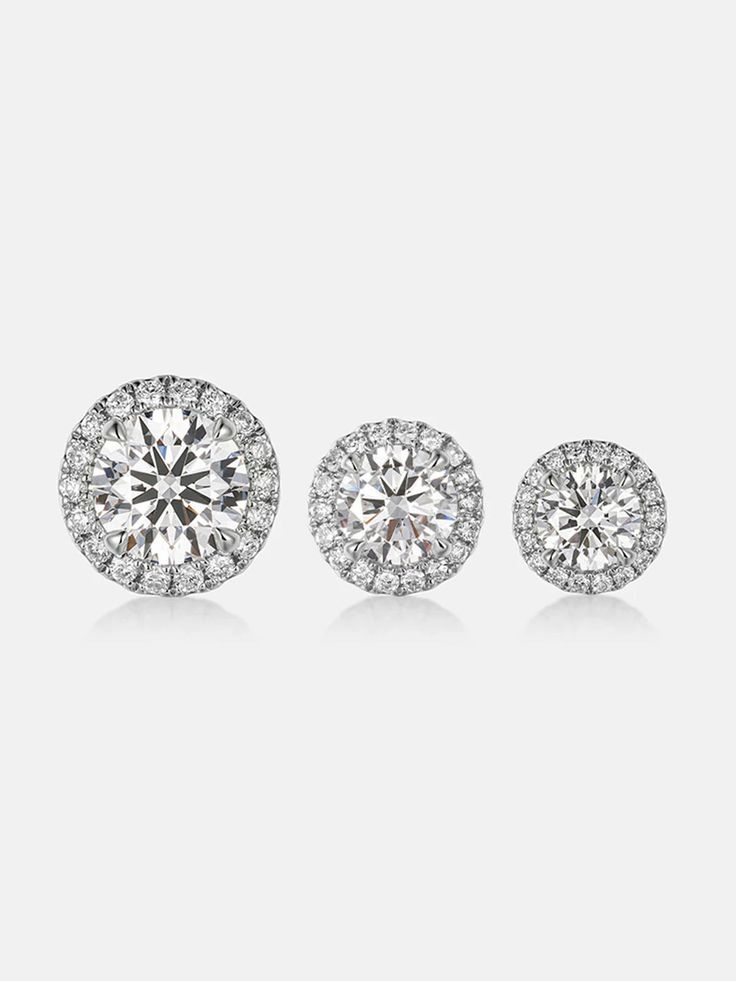 Halo Round Diamond Stud Earrings
