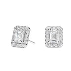 Emerald Cushioned Diamond Stud Earrings