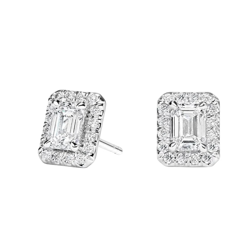 Emerald Cushioned Diamond Stud Earrings