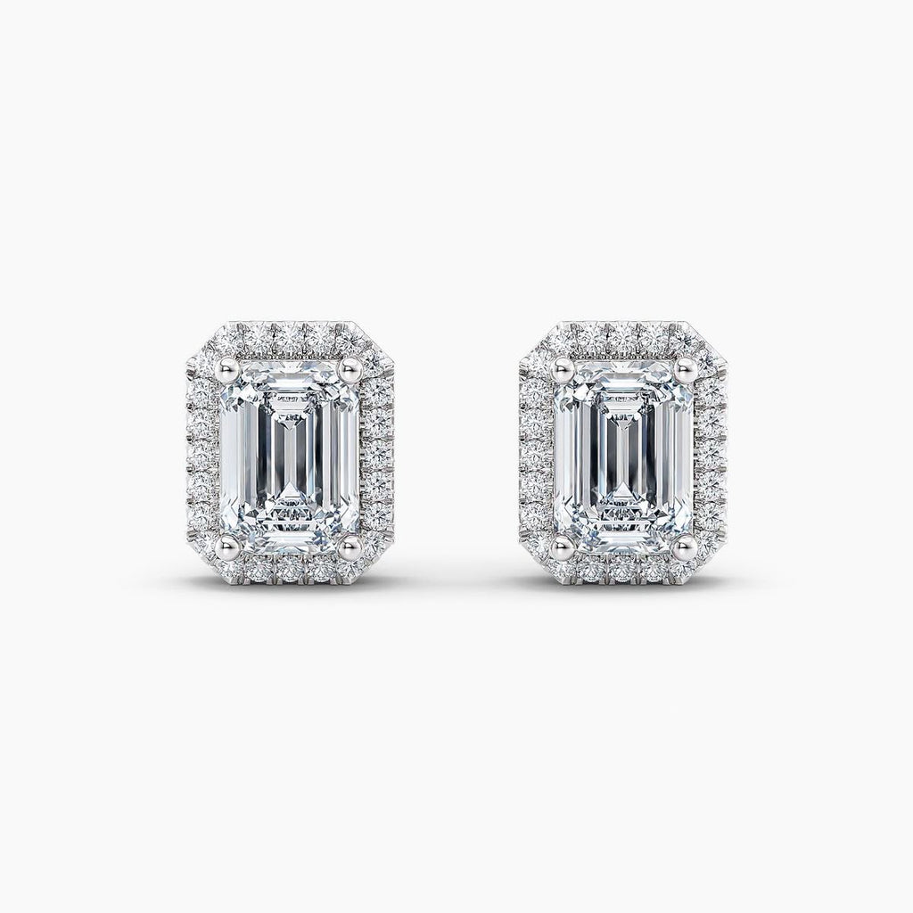 Emerald Cushioned Diamond Stud Earrings
