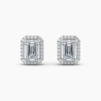 Emerald Cushioned Diamond Stud Earrings