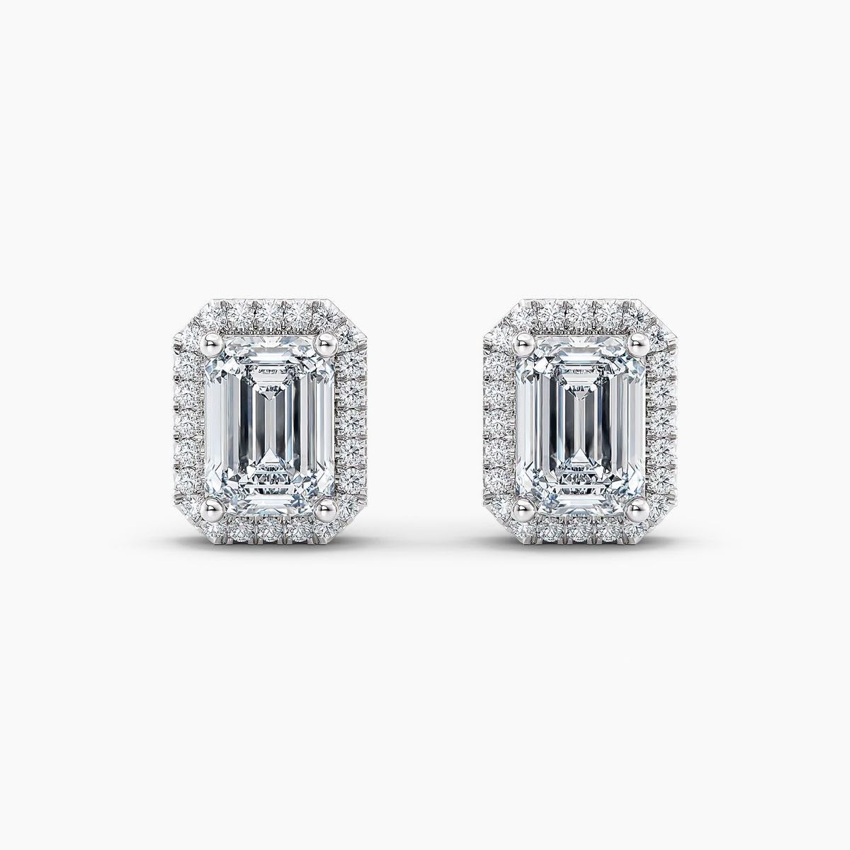Emerald Cushioned Diamond Stud Earrings