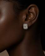 Emerald Cushioned Diamond Stud Earrings
