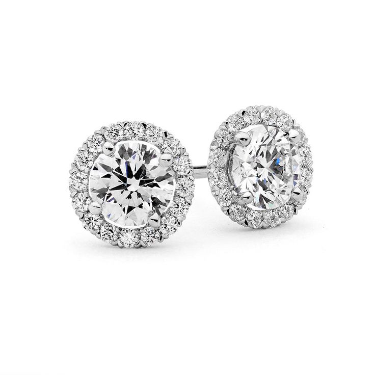 Halo Round Diamond Stud Earrings