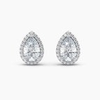 Halo Pear Diamond Stud Earrings