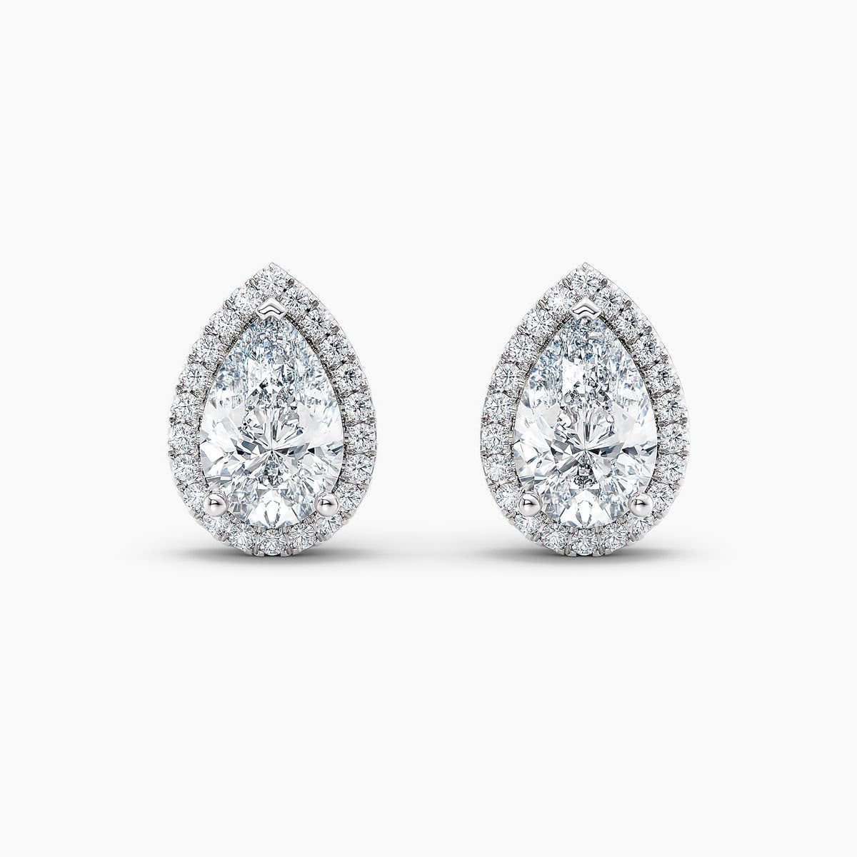 Halo Pear Diamond Stud Earrings