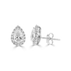 Halo Pear Diamond Stud Earrings